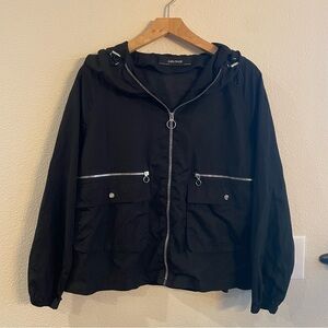 Zara Black Utility Windbreaker Jacket for Women Small